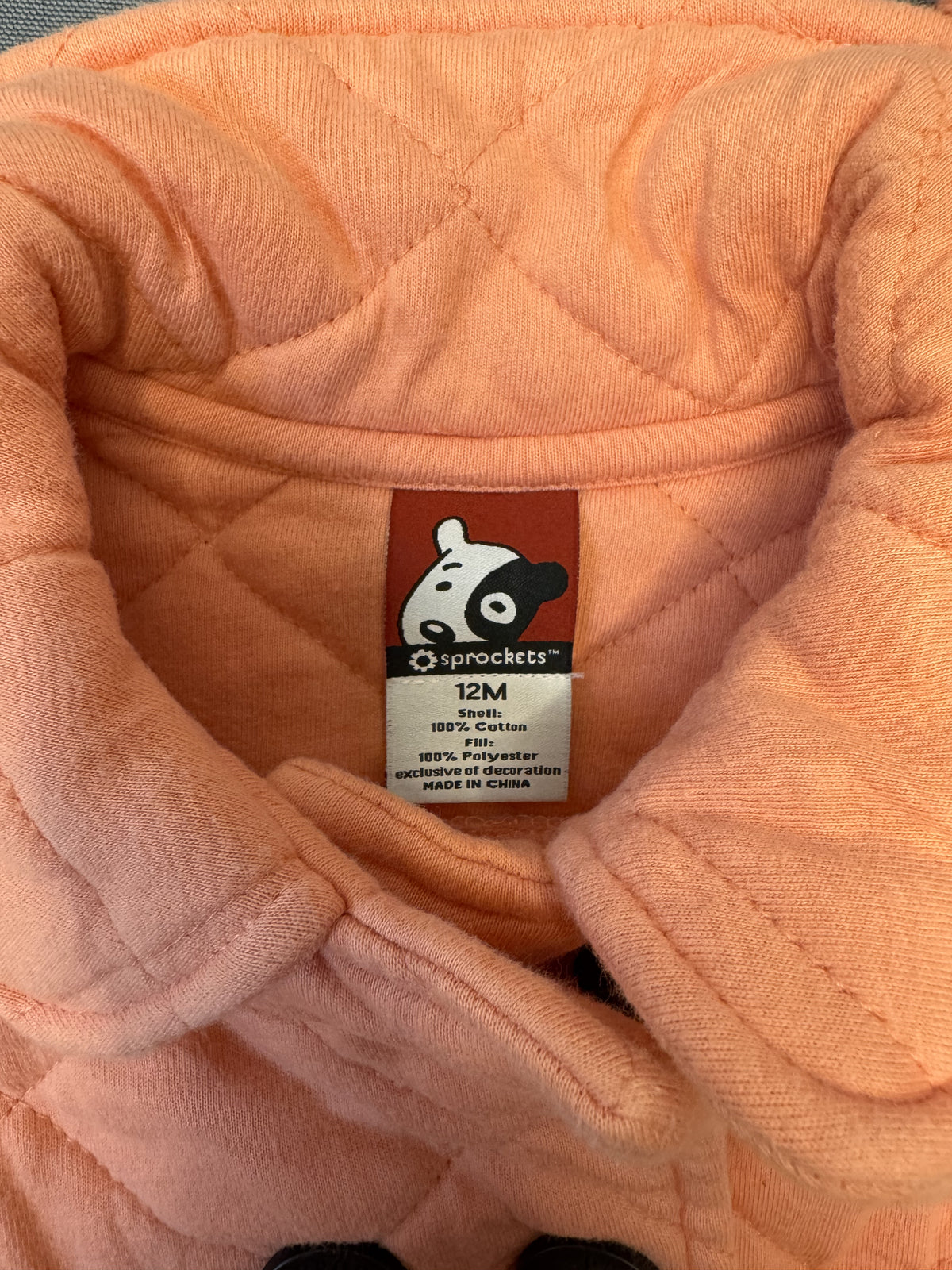 Sprockets Quilted Baby Winter Coat Coral 12M #581