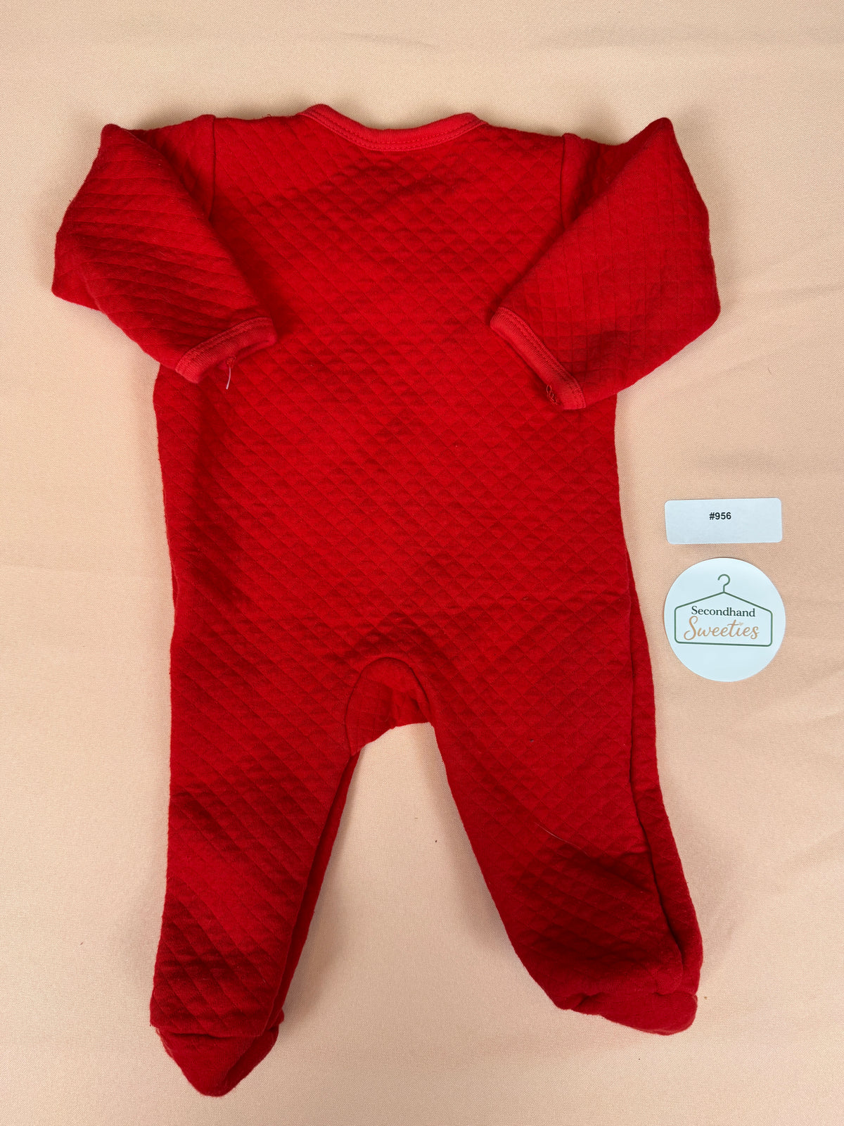 🎄 Kylie & Deena My First Christmas Footed Sleeper 6-9M – Red Quilted Pajamas #956