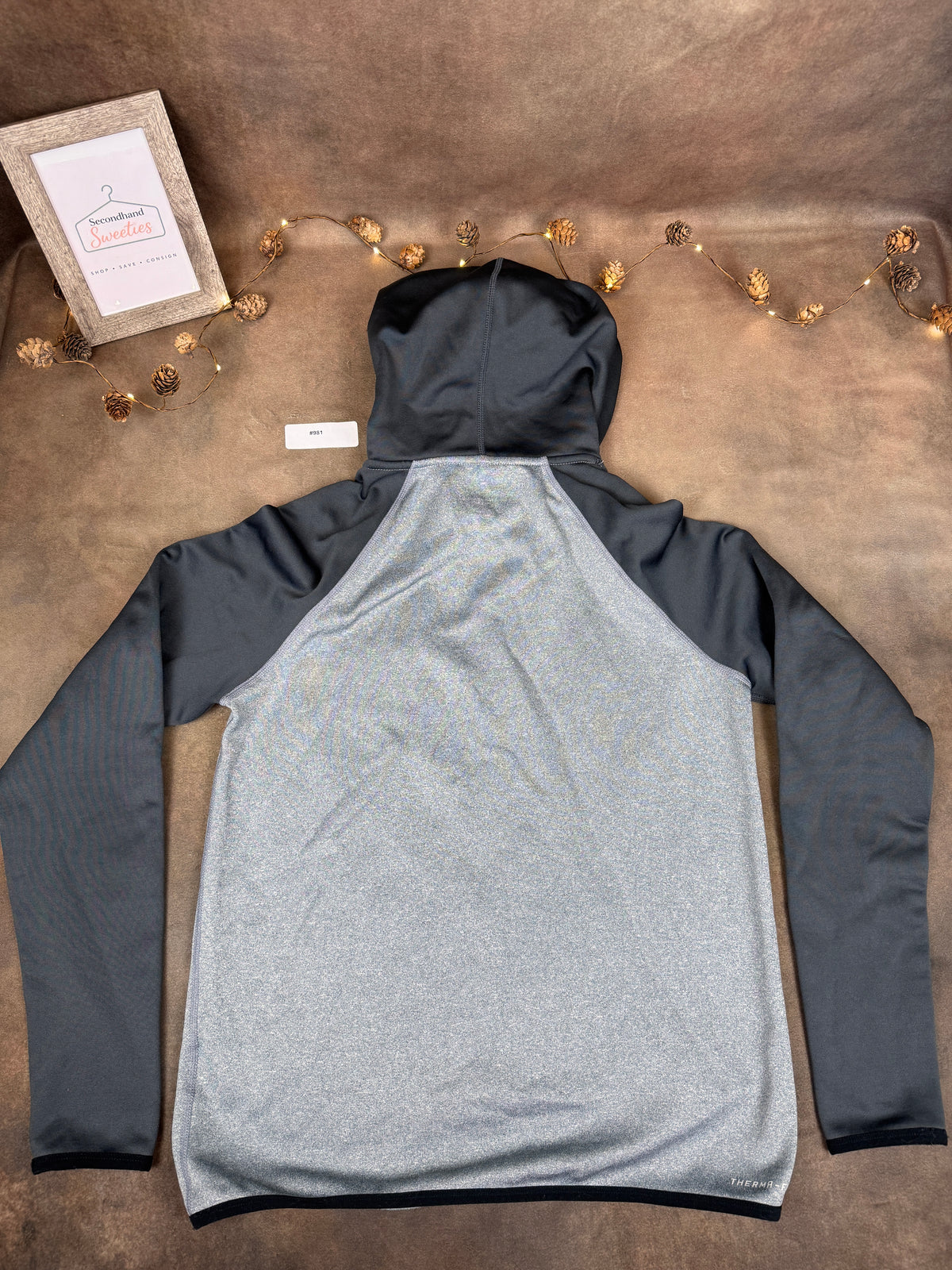Nike Therma-FIT Swoosh Pullover Hoodie Gray Black Size Small #981