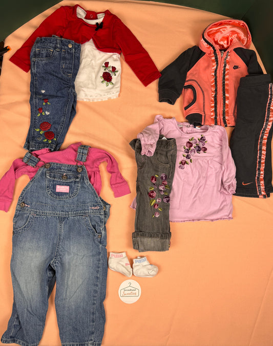 #472 Baby Girl 12M Fall/Winter Clothes Lot: Nike OshKosh Ralph Lauren Puma