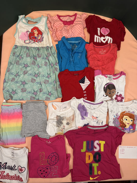 Toddler Girls Size 5 Spring & Summer Clothing Bundle 15 Pc Disney Nike Justice Ariel Sofia Cat SKU #808