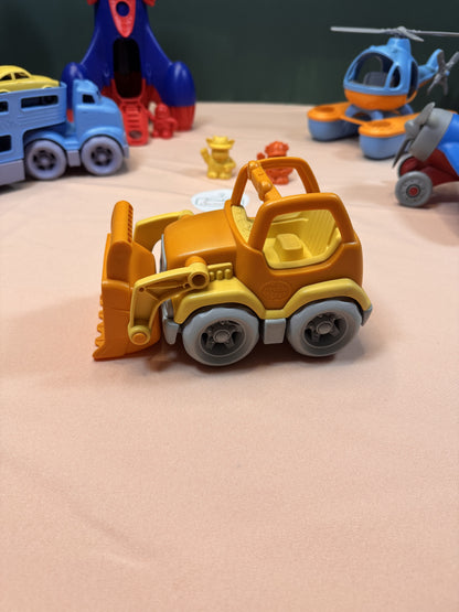 Green Toys Vehicle Play Set Lot | Rocket, Car Carrier, Airplane, Helicopter, Bulldozer & Figures #818