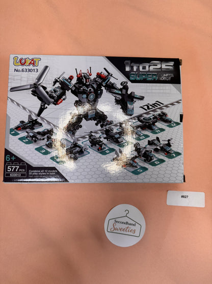 LUXAT 12-in-1 Super Pioneer Robot Building Set 577 Pieces STEM Construction Toy #827