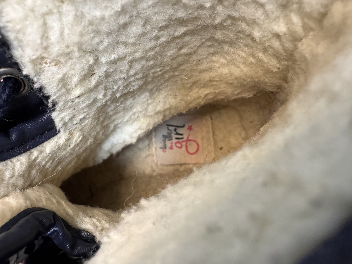 Toddler Navy Star Print Insulated Duck Boots Sherpa Lined EU 23 US 7 #843