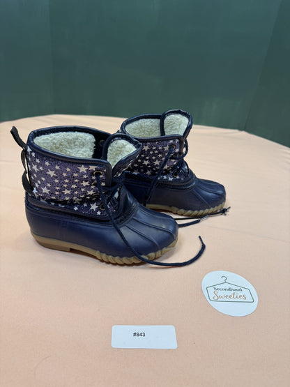 Toddler Navy Star Print Insulated Duck Boots Sherpa Lined EU 23 US 7 #843
