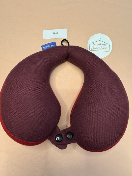 Infanzia Kids Chin Support Travel Neck Pillow Burgundy & Red Car Airplane Neck Pillow SKU #844