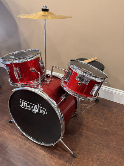 Music Alley Kids Drum Set with Stool, Cymbal & Drumsticks – Red | Local Pickup Only | Lot #862