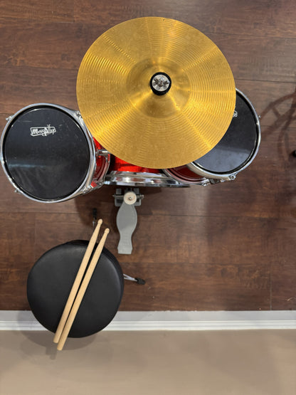 Music Alley Kids Drum Set with Stool, Cymbal & Drumsticks – Red | Local Pickup Only | Lot #862
