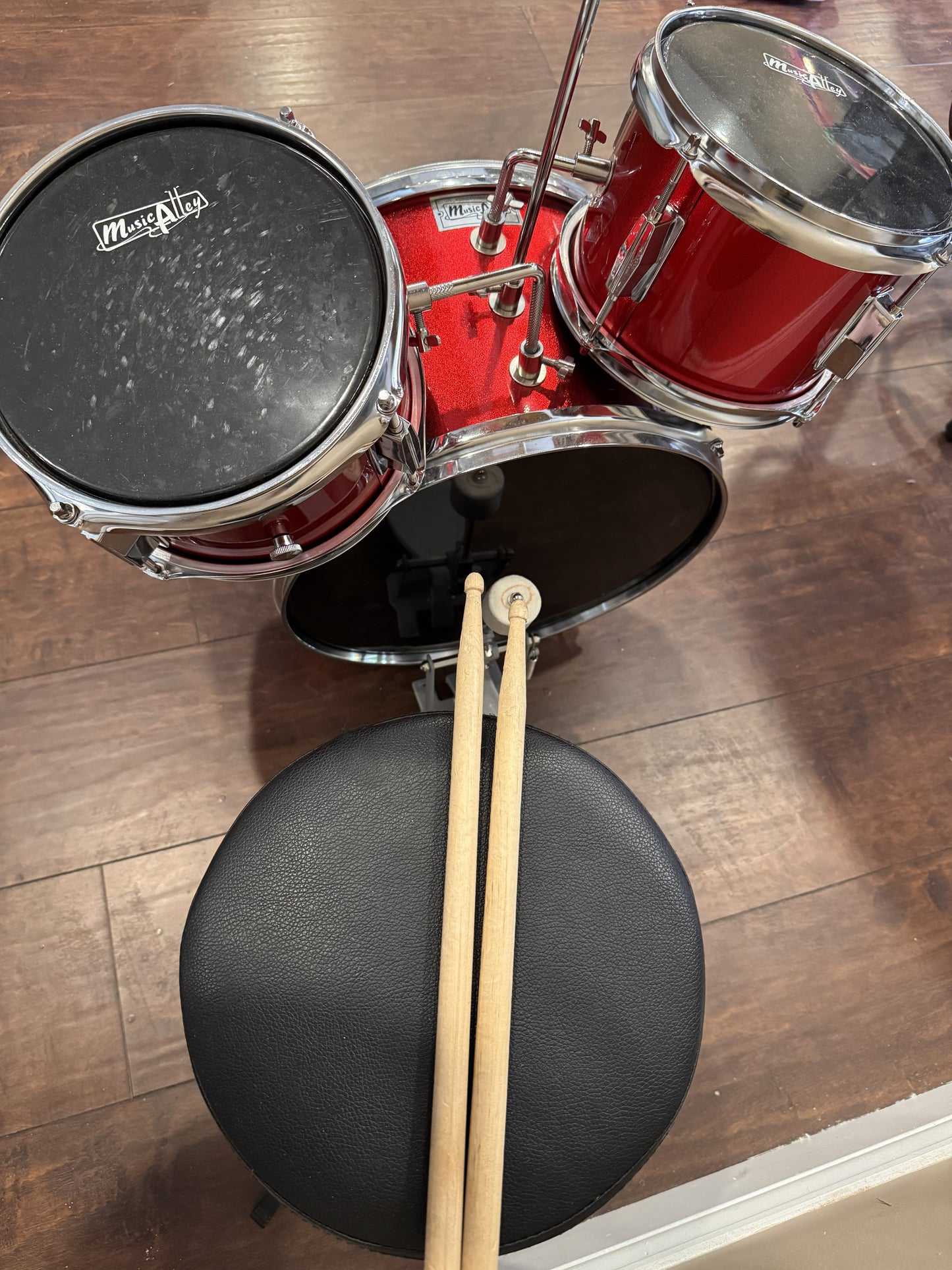Music Alley Kids Drum Set with Stool, Cymbal & Drumsticks – Red | Local Pickup Only | Lot #862