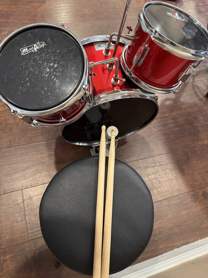 Music Alley Kids Drum Set with Stool, Cymbal & Drumsticks – Red | Local Pickup Only | Lot #862