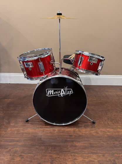 Music Alley Kids Drum Set with Stool, Cymbal & Drumsticks – Red | Local Pickup Only | Lot #862