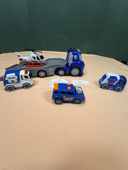 Emergency Vehicle Transport Truck with Police, Ambulance & Helicopter Set #878