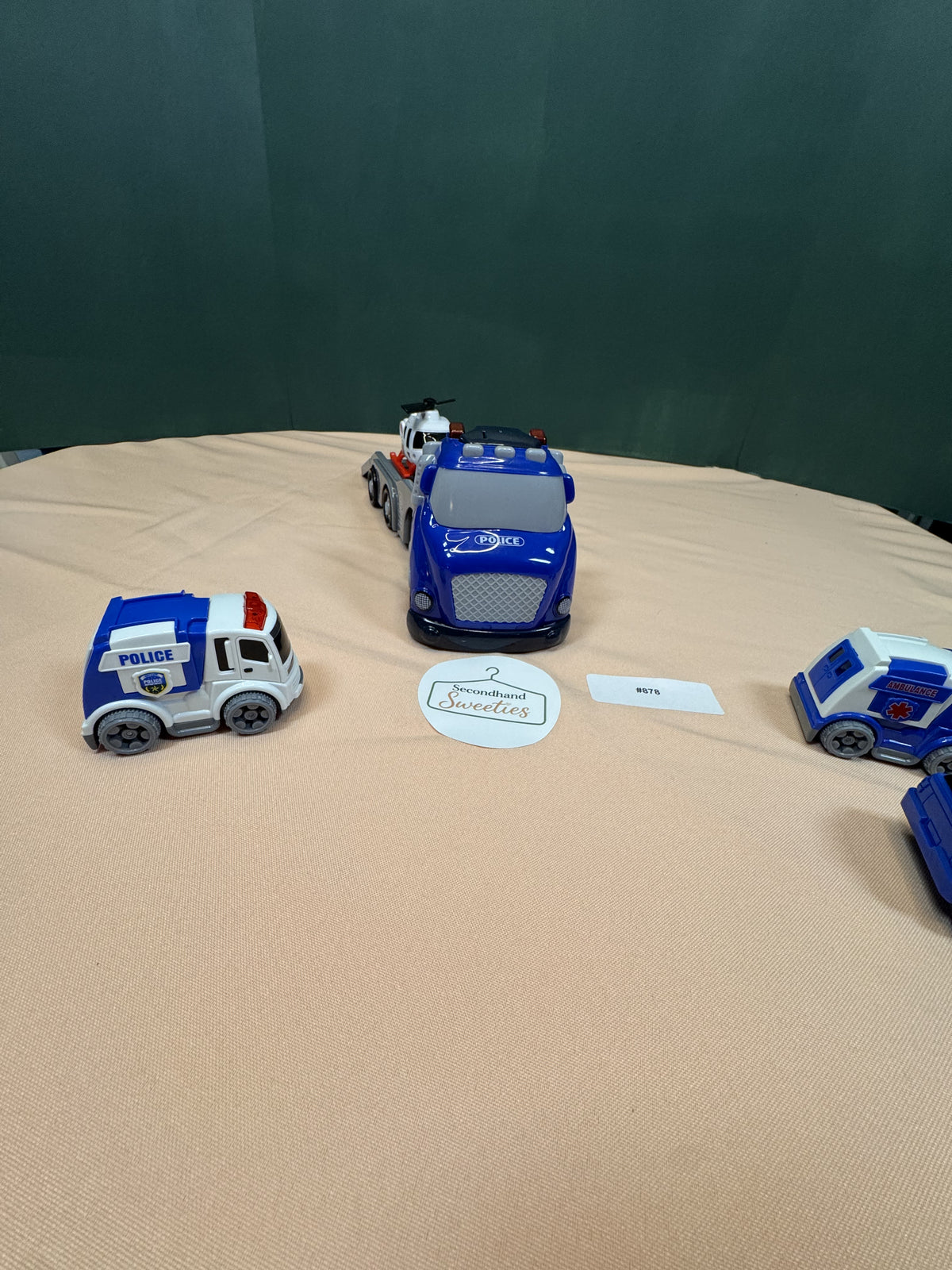 Emergency Vehicle Transport Truck with Police, Ambulance & Helicopter Set #878