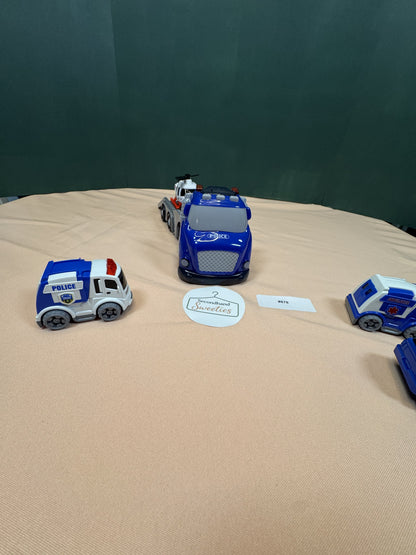 Emergency Vehicle Transport Truck with Police, Ambulance & Helicopter Set #878
