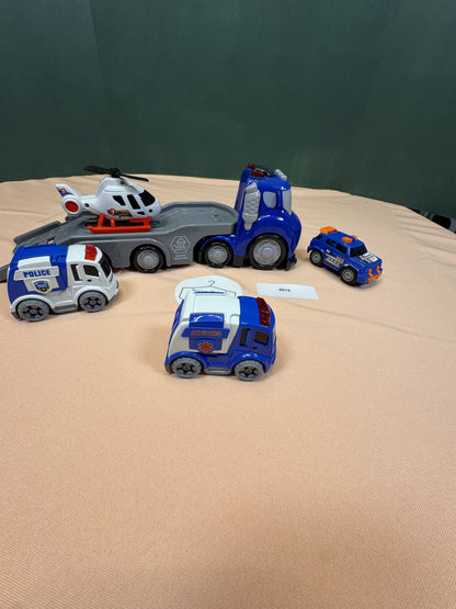 Emergency Vehicle Transport Truck with Police, Ambulance & Helicopter Set #878