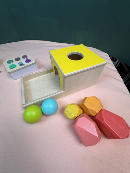 Lovevery Object Permanence Montessori Toy Set Ball Drop Sensory Buttons Felt Stars #920