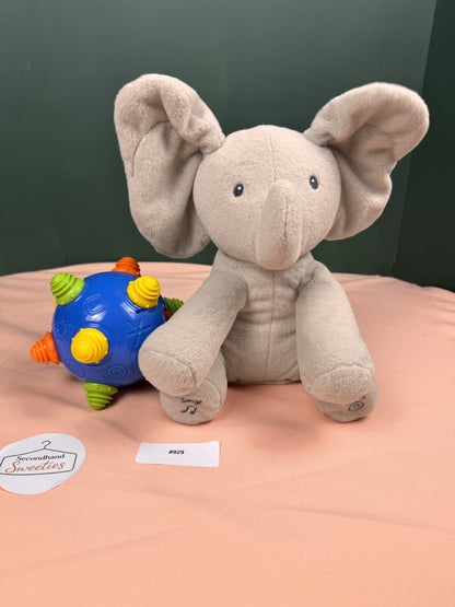 Baby GUND Flappy the Elephant Plush & Interactive Rolling Sensory Ball Bundle #929