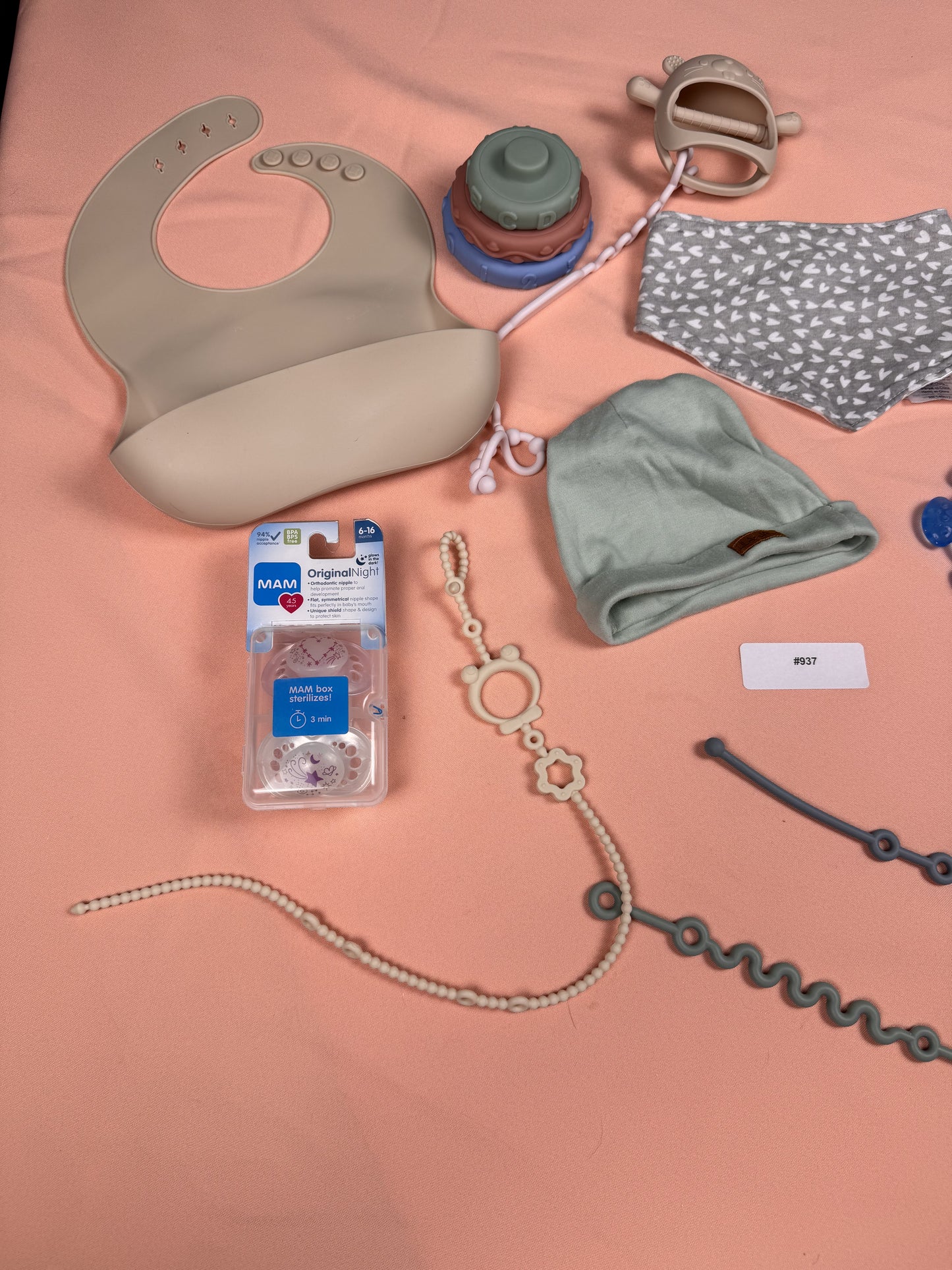 Baby Feeding Essentials Bundle – Silicone Bibs, MAM Pacifiers & Accessories | Lot #937