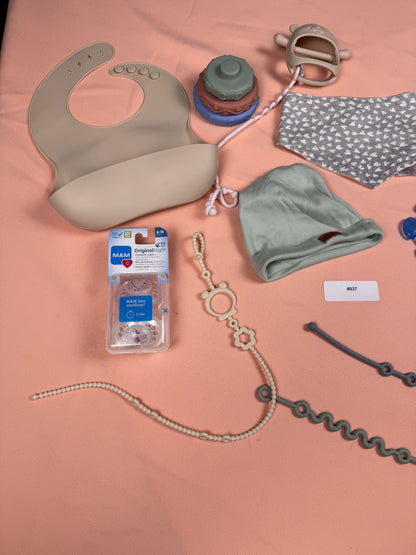 Baby Feeding Essentials Bundle – Silicone Bibs, MAM Pacifiers & Accessories | Lot #937