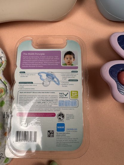 Baby Feeding & Teething Essentials Bundle – Silicone Bibs, MAM Pacifiers & Teethers | Lot #938