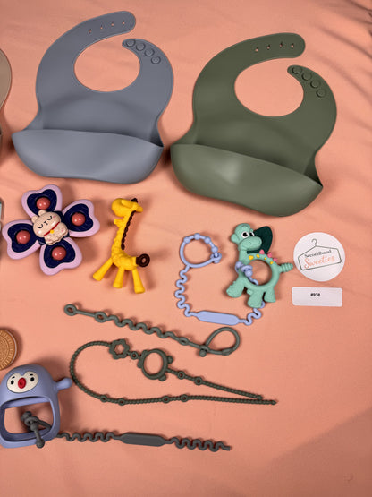 Baby Feeding & Teething Essentials Bundle – Silicone Bibs, MAM Pacifiers & Teethers | Lot #938
