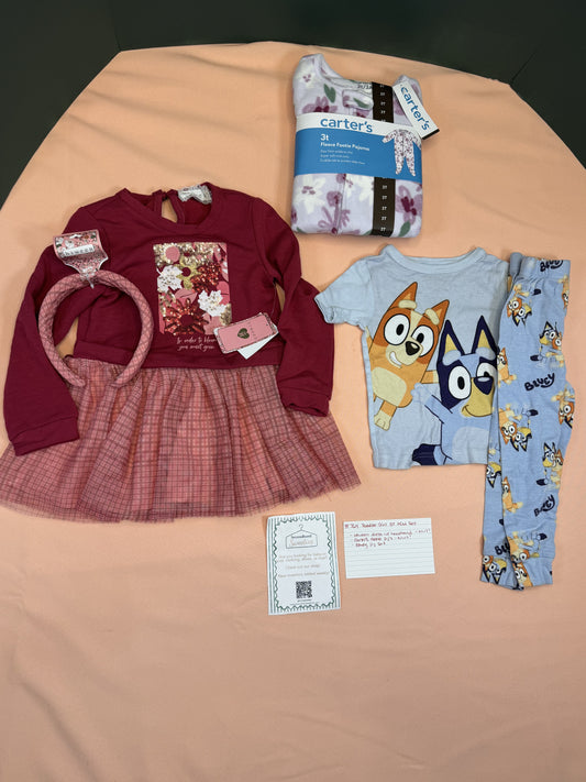 Toddler Girl 3T Mini Clothing & Pajama Lot - Btween, Carter's & Bluey #764
