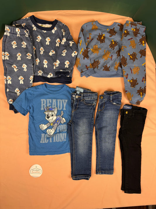 Toddler Boy 2T Fall Winter Clothing Bundle 8 Pc Disney Frozen Paw Patrol Jeans Lot SKU #677
