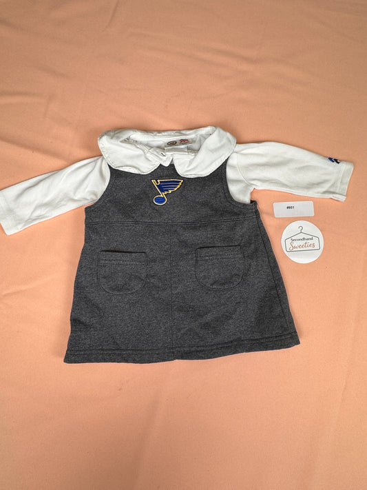 St. Louis Blues Baby Girl Jumper Dress 6-9M NHL Long Sleeve Outfit Gray SKU #951
