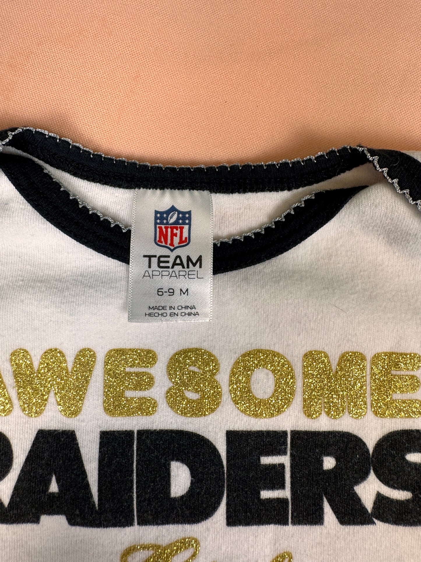 Las Vegas Raiders Baby Girl Long Sleeve Bodysuit 6-9M NFL Team Apparel White SKU #952