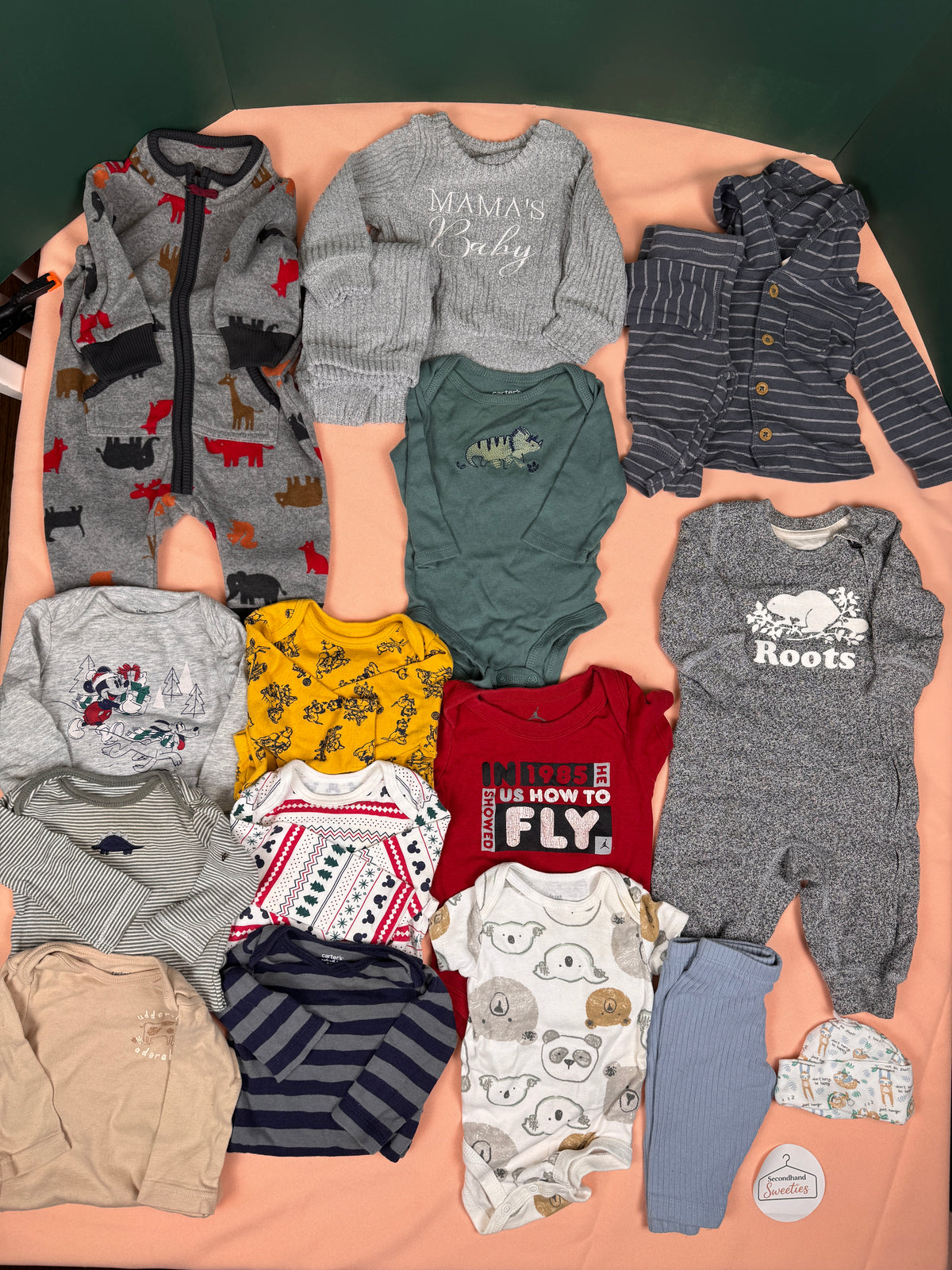 🍂 Baby Boy 0–3M Fall/Winter Clothing Lot – Carter’s, Roots, Disney & More – #179