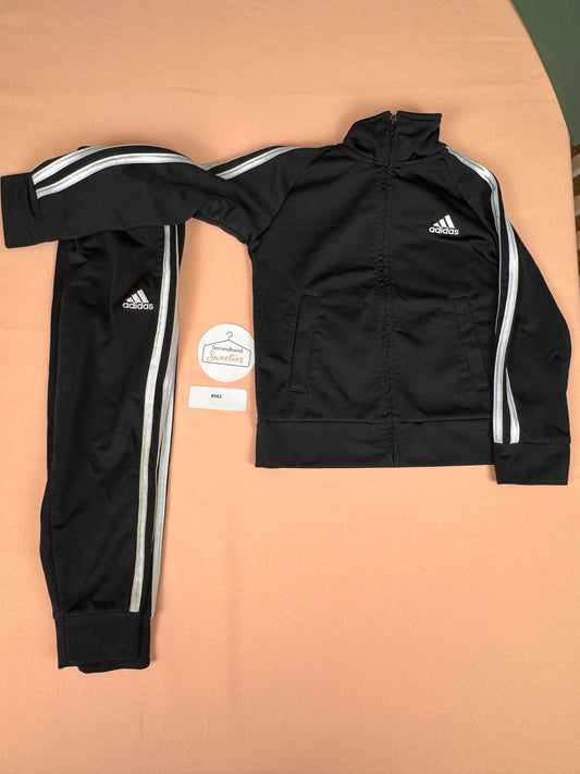 Adidas Black 3-Stripe Tracksuit Jacket & Pants Set Size 4 #962