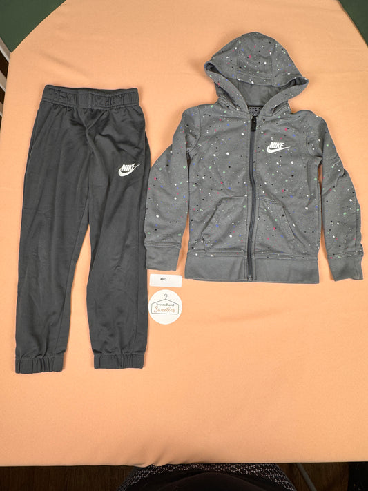 Nike Gray Paint Splatter Hoodie & Jogger Set Size 4 XS #963