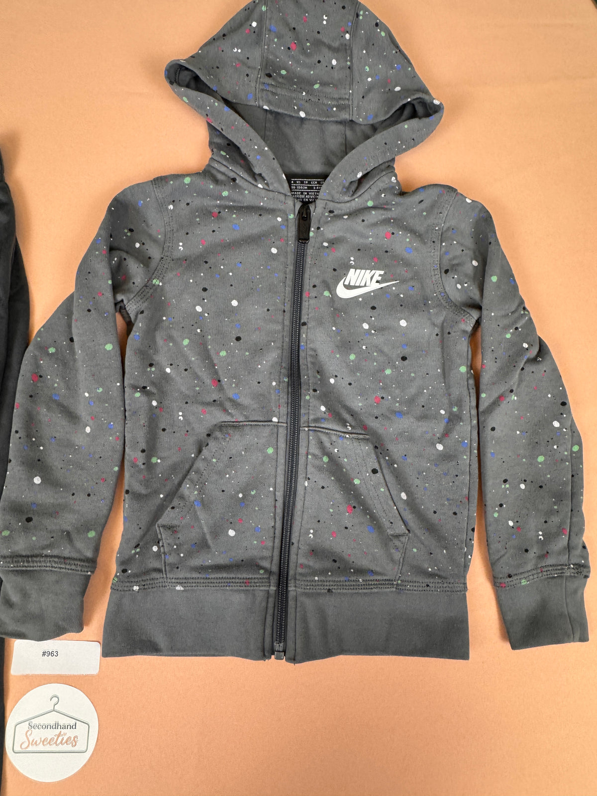 Nike Gray Paint Splatter Hoodie & Jogger Set Size 4 XS #963