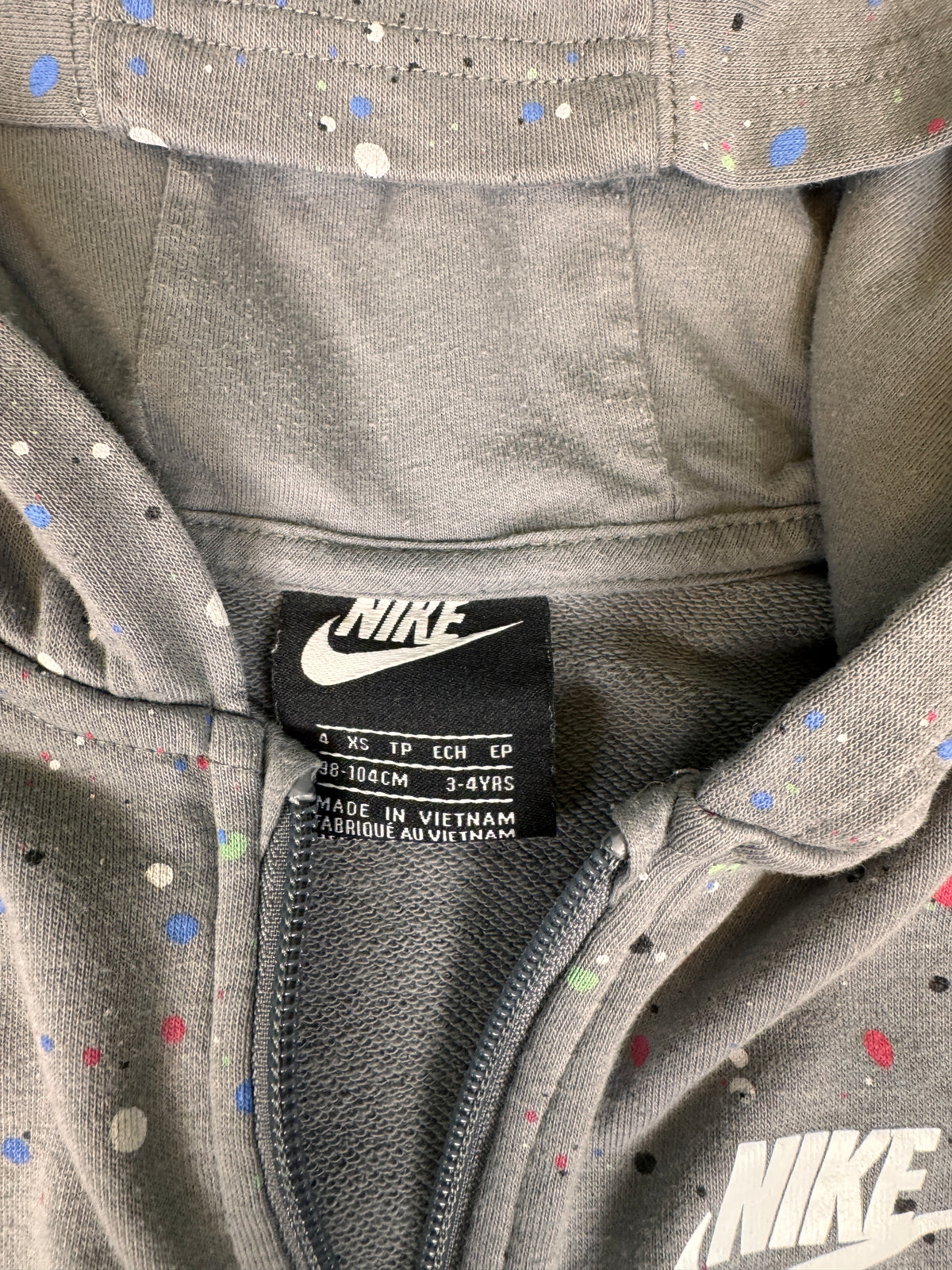 Nike Gray Paint Splatter Hoodie & Jogger Set Size 4 XS #963