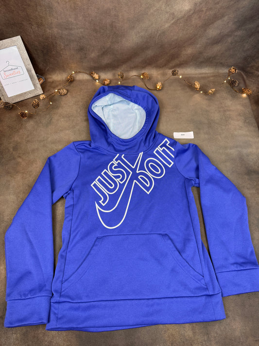 Nike Dri-FIT Just Do It Pullover Hoodie Youth Medium Blue #980