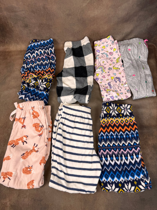 Girls Size 6/7 Pajama Lounge Pants Lot 7 Pair Old Navy Fleece #1043