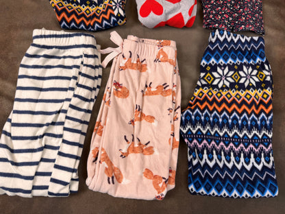 Girls Size 6/7 Pajama Lounge Pants Lot 6 Pair Old Navy Fleece #1044