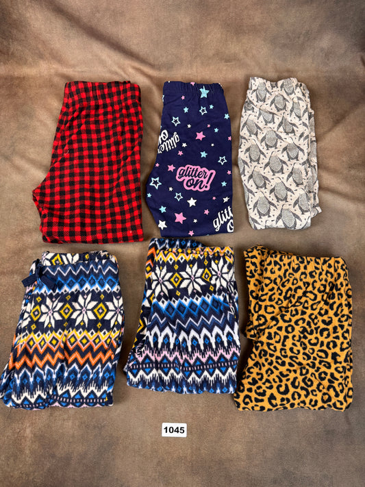 Girls Size 6/7 Pajama Lounge Pants Lot 6 Pair Old Navy Fleece #1045