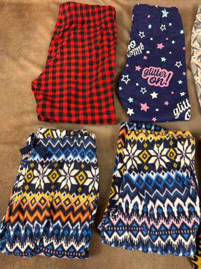 Girls Size 6/7 Pajama Lounge Pants Lot 6 Pair Old Navy Fleece #1045