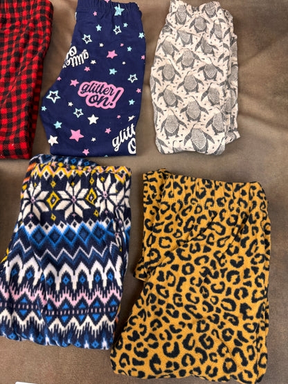 Girls Size 6/7 Pajama Lounge Pants Lot 6 Pair Old Navy Fleece #1045