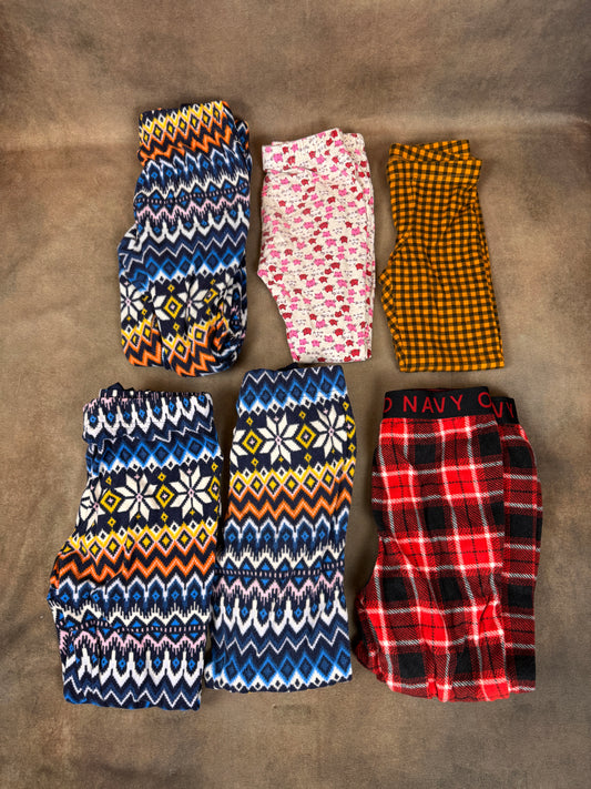 Girls Size 6/7 Pajama Lounge Pants Lot 6 Pair Old Navy Fleece #1046