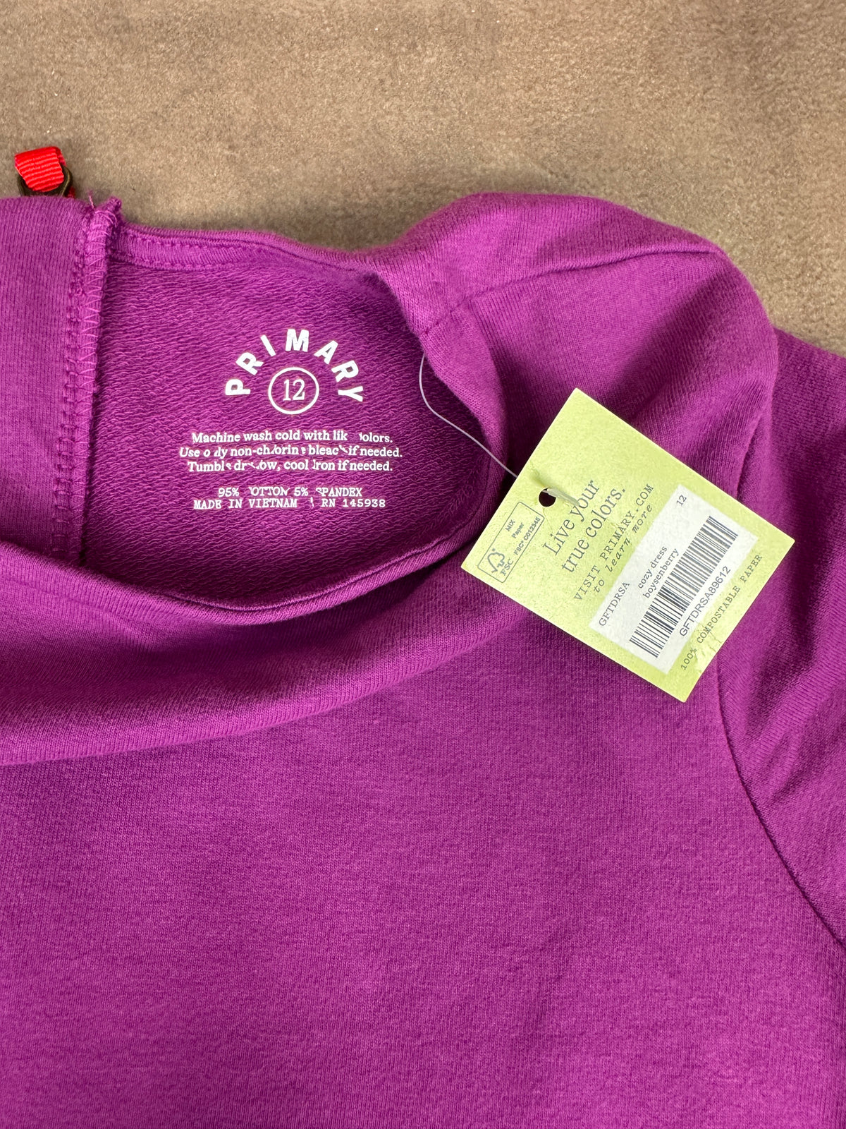 NWT Primary Cozy Dress Boysenberry Purple Girls Size 12 Long Sleeve #1176