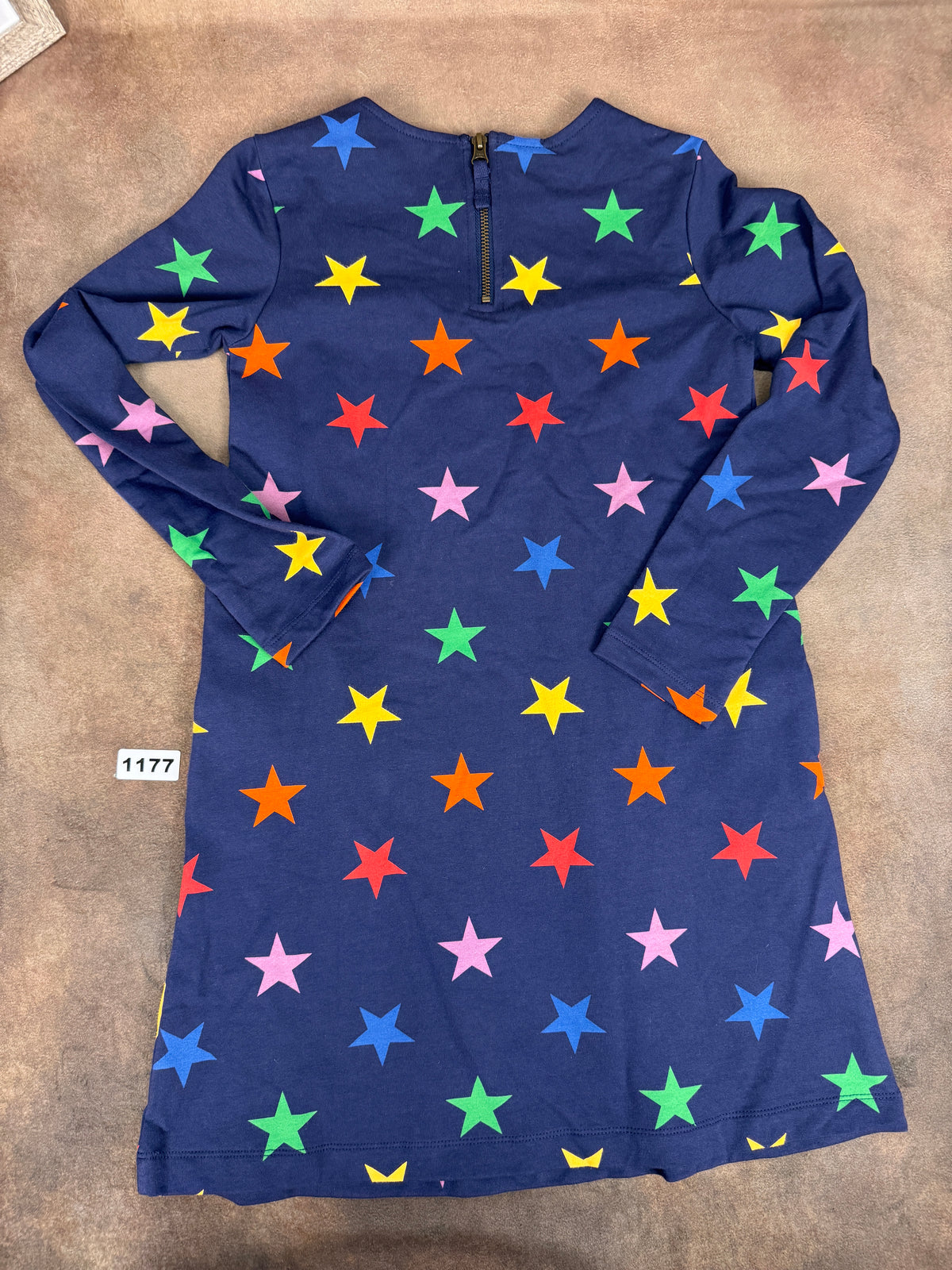 Primary Girls Navy Rainbow Star Long Sleeve Dress Size 10 #1177