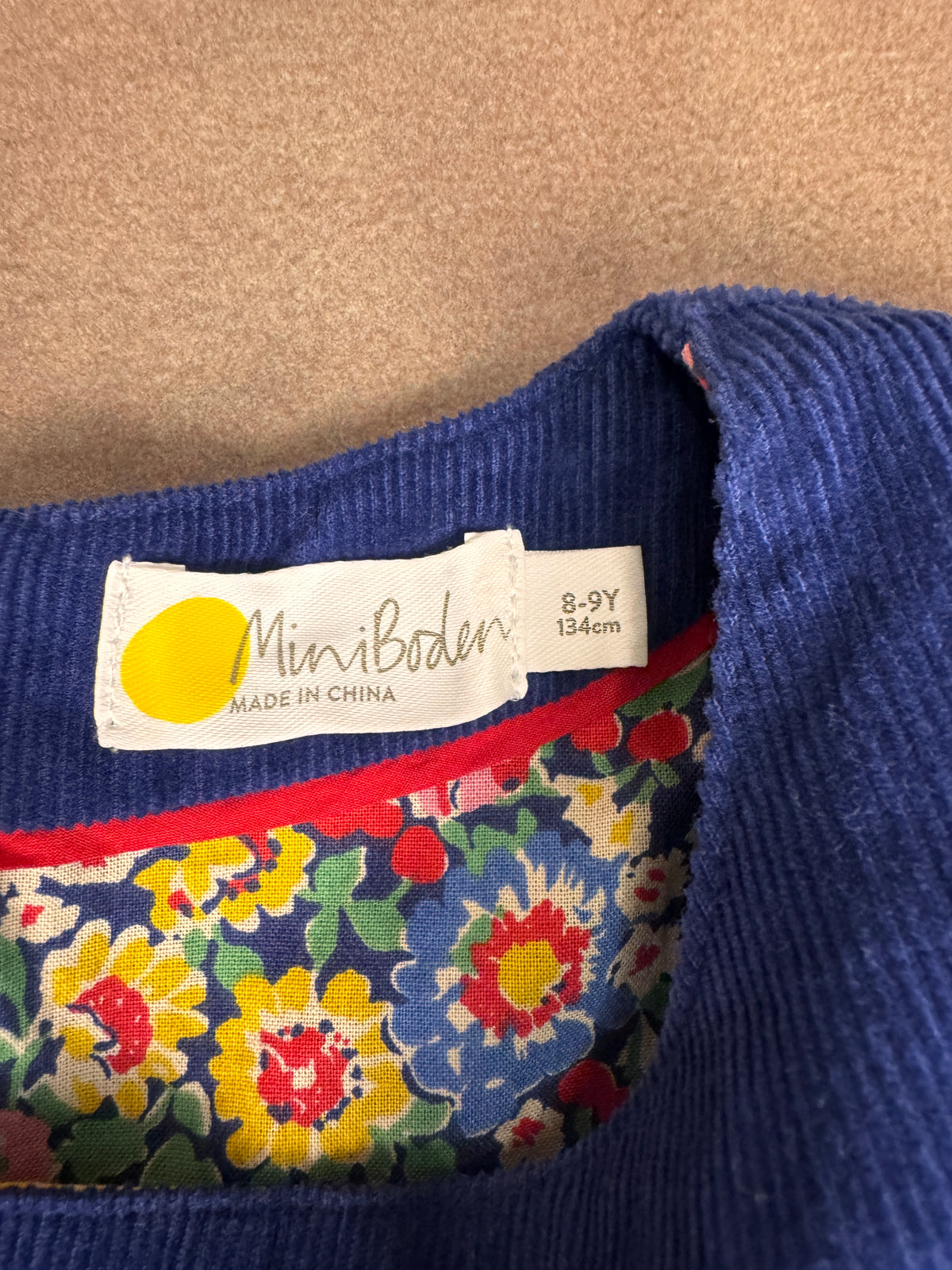 Mini Boden Girls Navy Corduroy Christmas Holiday Dress 8-9Y #1179