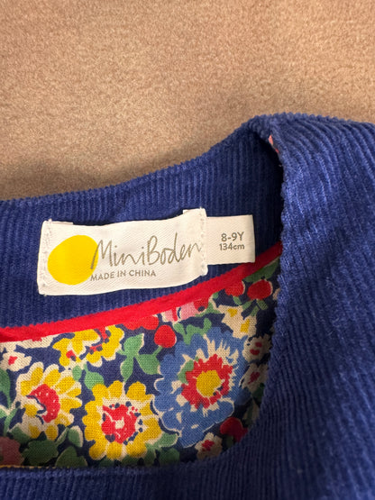 Mini Boden Girls Navy Corduroy Christmas Holiday Dress 8-9Y #1179