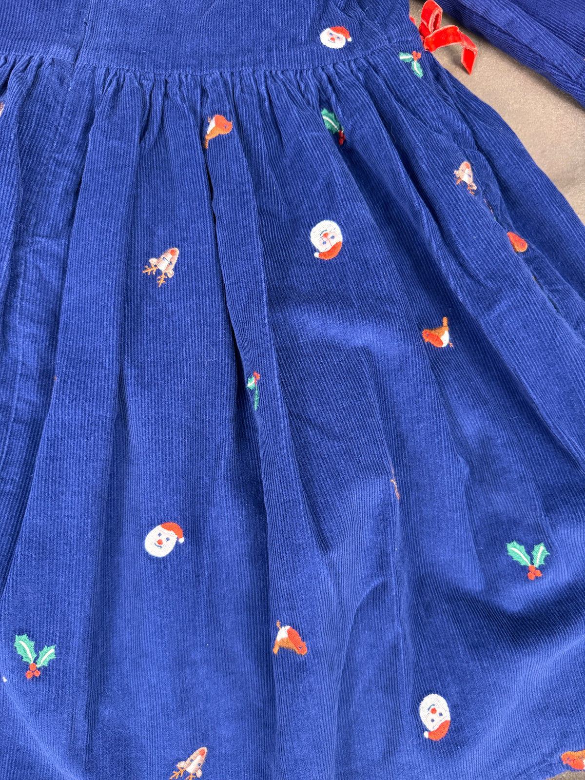 Mini Boden Girls Navy Corduroy Christmas Holiday Dress 8-9Y #1179