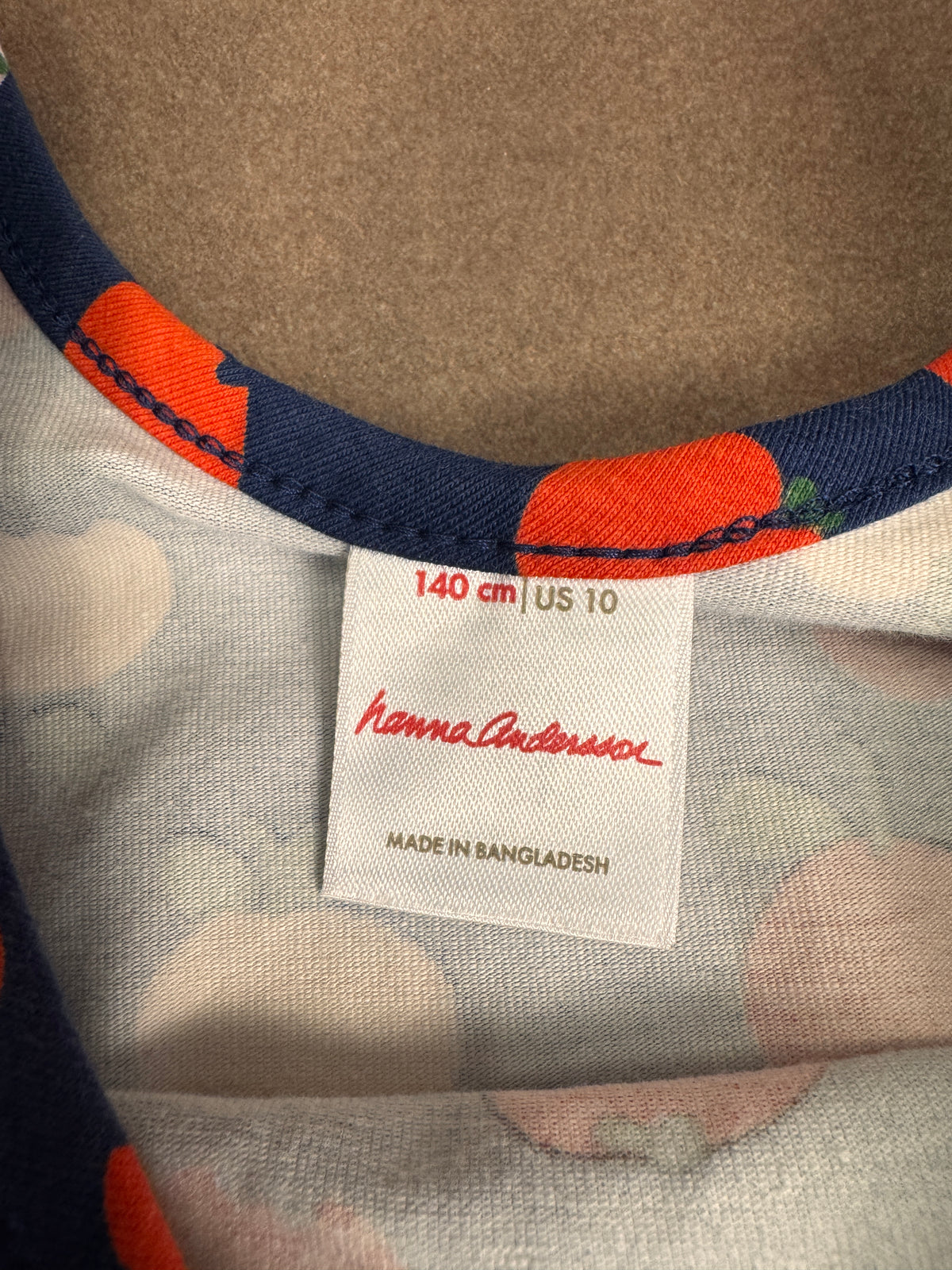 Hanna Andersson Girls Navy Apple Print Twirl Dress Size 10 140 #1180