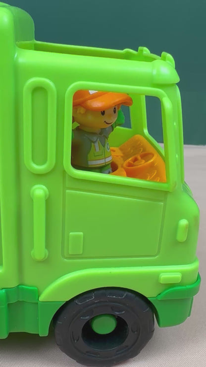 Fisher-Price Little People Recycling Garbage Truck with Worker & Recycling Bins | Lot #912